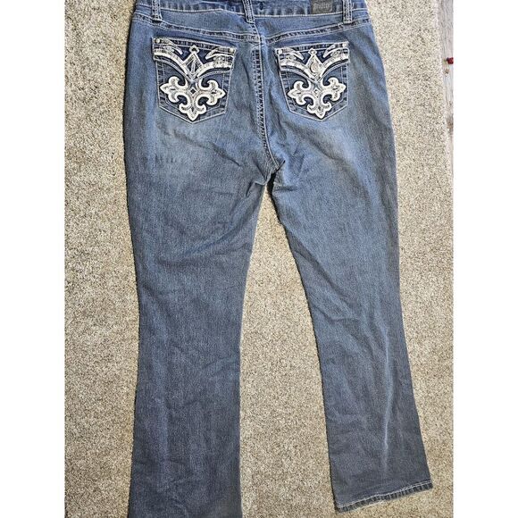 Love Indigo Women's Boot Cut Denim Jeans Distressed Embellished Pockets Size 12 - Picture 8 of 16